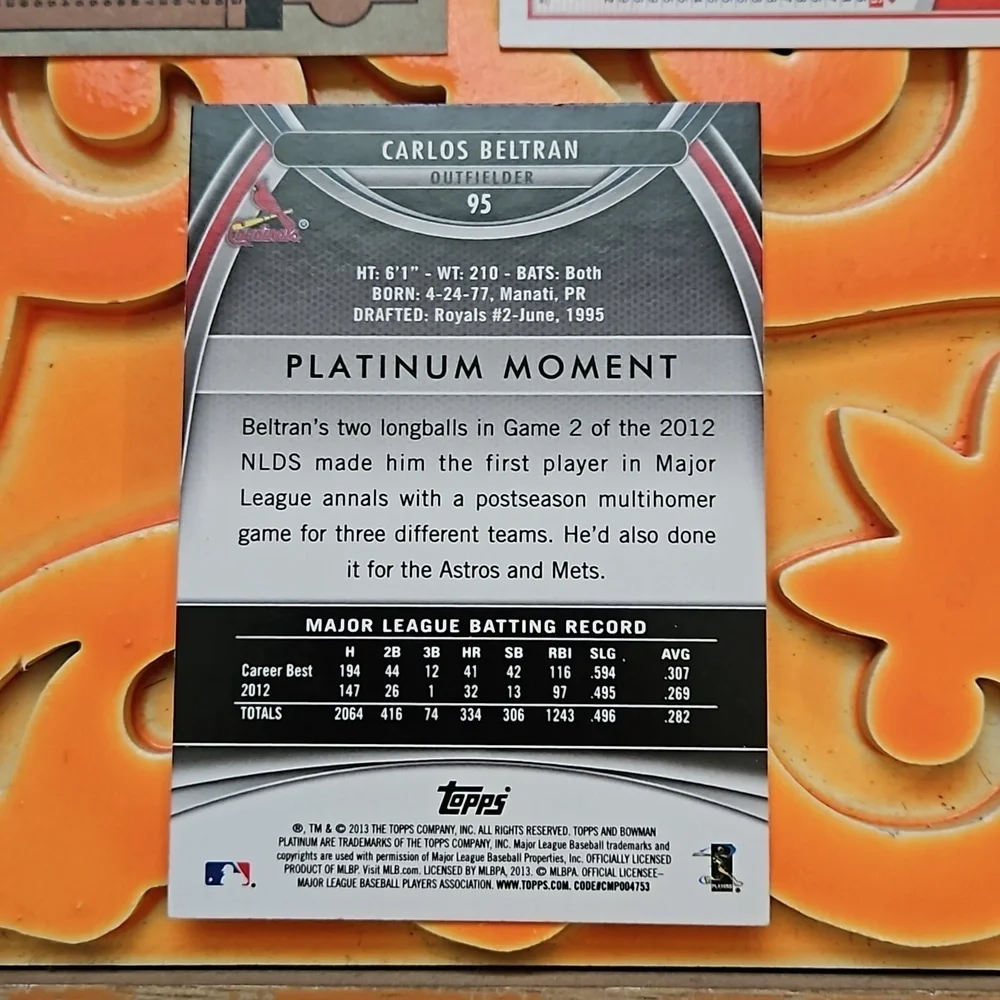 Topps Carlos Beltran Saint Louis Cardinals #95 Platinum and #527 2 Pack